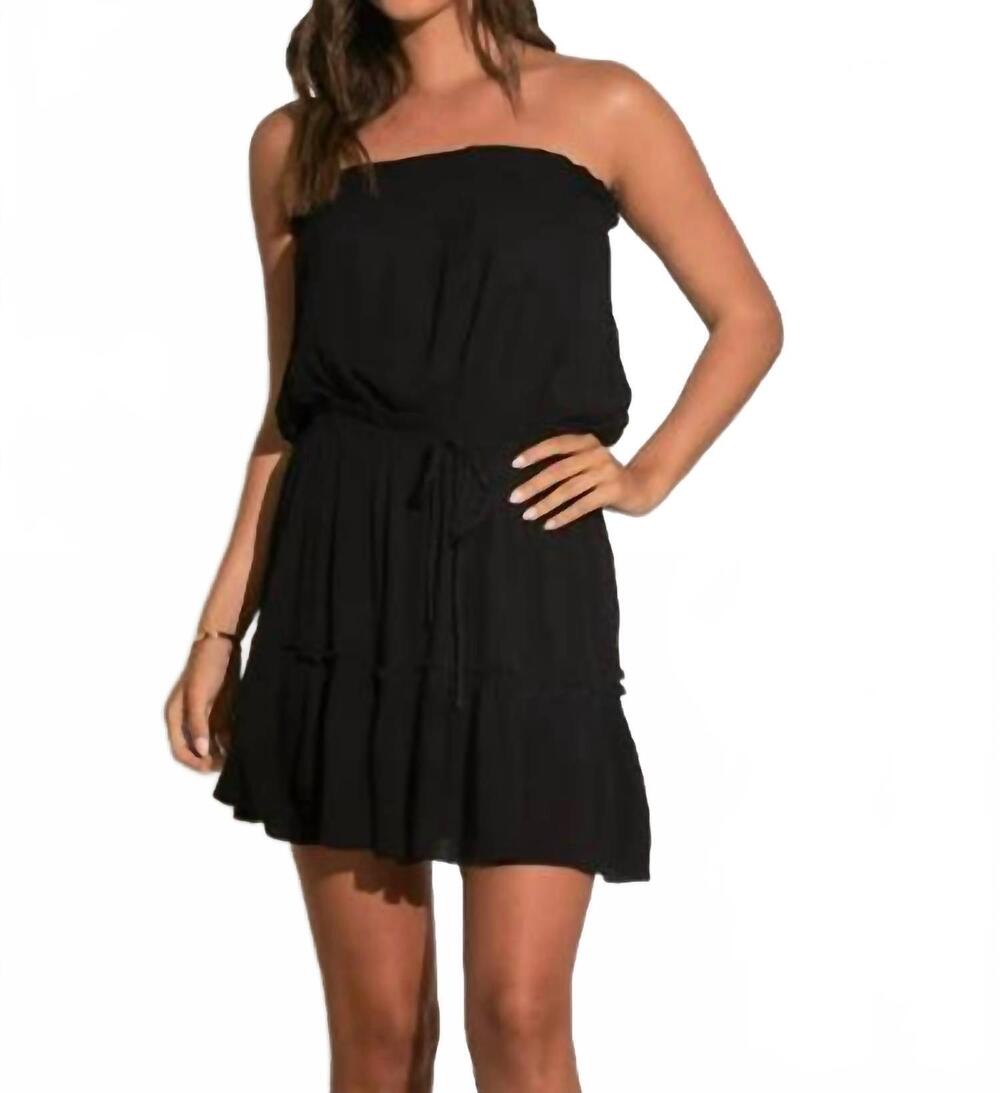 NEW ELAN strapless ruffle hem dress in black